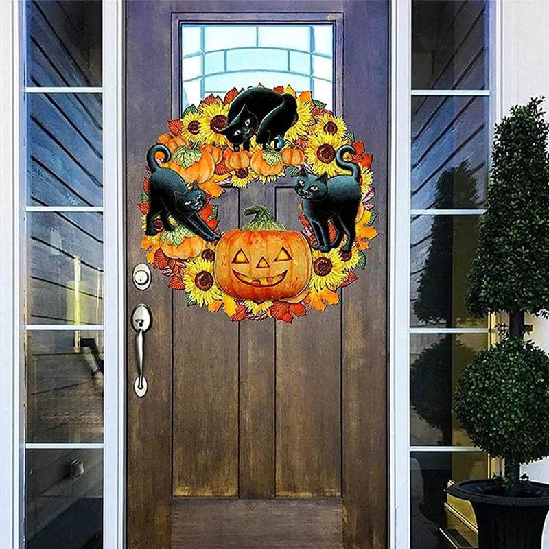 Halloween morsomt gresskar svart katt treoppføringsdekorasjon