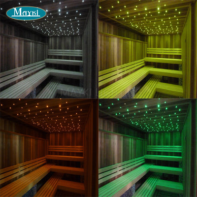 Maykit Sterrenhemel Plafond Sauna LED Ster Lichten Met 5 W, 12 V LED Lichtbron 80 stks 1.5mm Zwart PVC Cover Fiber Afstandsbediening